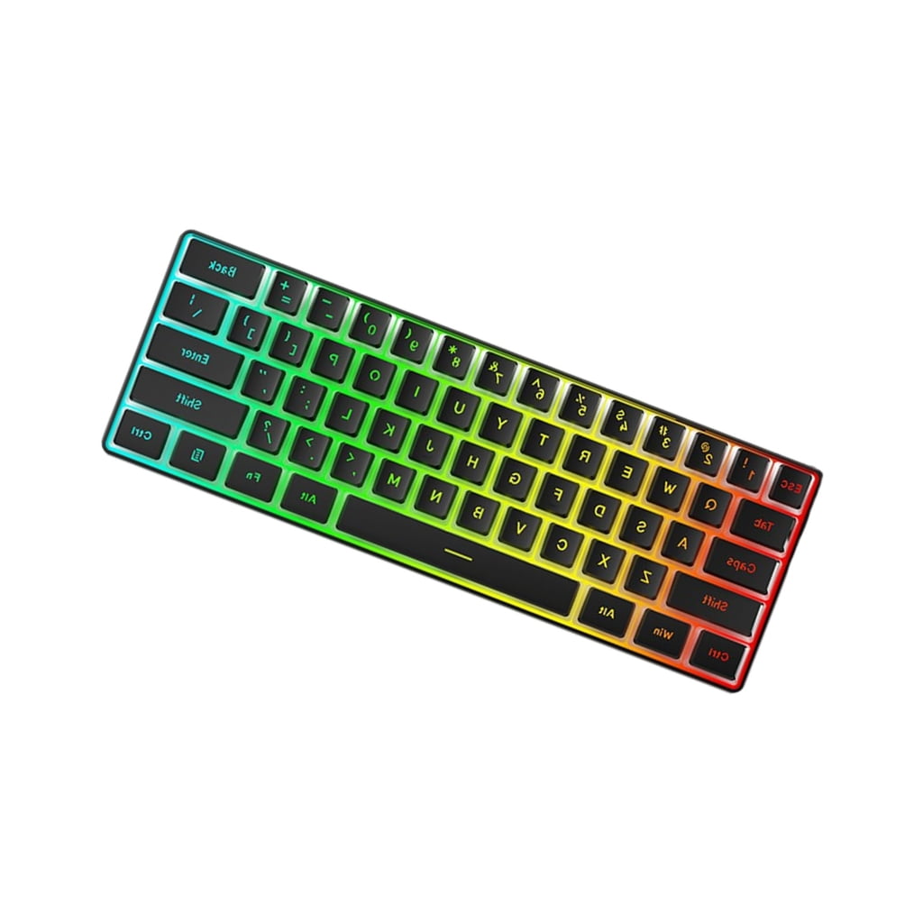Mechanical Gaming Keyboard LED Backlit Keycap Keyboard 61 Keys Corded Computer Keyboard for Laptop PC Gamer Office Work
