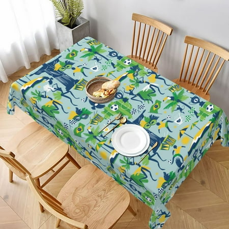 

Tablecloth Traditional Items In The Colors Of Brazil Symbolic Face Decorations Table Cloth For Rectangle Tables Waterproof Resistant Picnic Table Covers For Kitchen Dining/Party(60x90in)