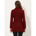 thumbnail image 4 of Abrigo Largo De Invierno Allegra K Doble Botonadura Cuello Peter Pan Borgoña XS, 4 of 6