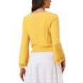 thumbnail image 3 of INSPIRAR CHIC Blusas de Mujer con Mangas de Campana de Encaje Bohemio con Cintura Fruncida Color Amarillo XS, 3 of 6