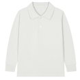 thumbnail image 1 of zbxnLI Girls Boys School Uniform Long Sleeve Golf Shirts Button Closure Collared Tops 2-15 Years, 1 of 3