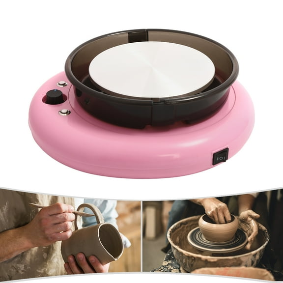 TOOL1SHOoo Mini Ceramic Wheel Machine with 5.91" Turntables Tray 60W,180 RPM Speed Adjustable Ceramic Wheel for Adult Children Pink