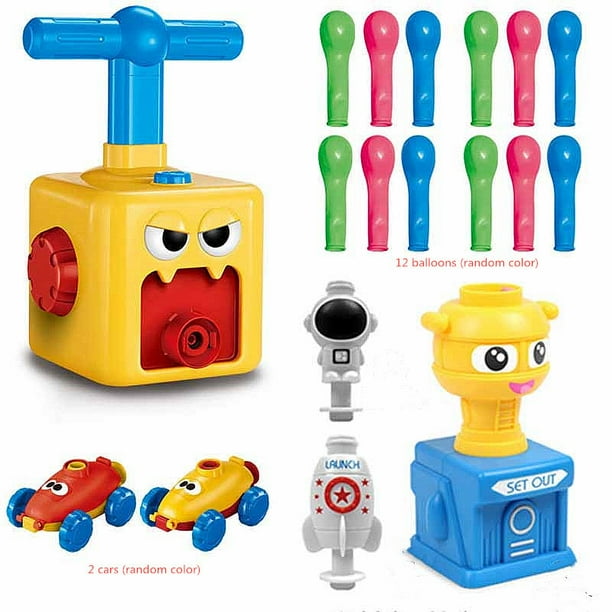 Newest Power Balloon Launch Tower Toy Puzzle Fun Education Inertia Air Power Balloon Car Science Teaching Toys for Children Giftyellow 12 balloons1 He Qiyong unisex