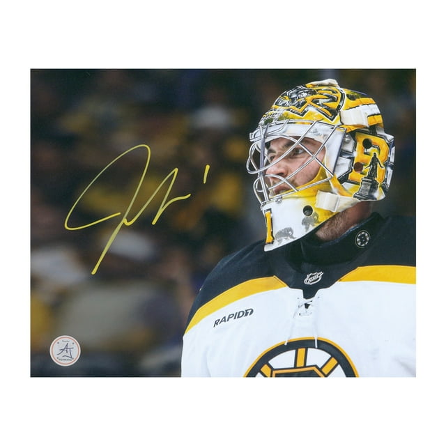 Jeremy Swayman Profil de Masque de Gardien des Boston Bruins Signé Photo 8x10