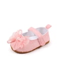thumbnail image 5 of Baby Girls Mary Jane Flat Shoes with Lace Bowknot Soft Sole Walking Shoes Breathable Canvas Shoes Pink 4 Infant, 5 of 6