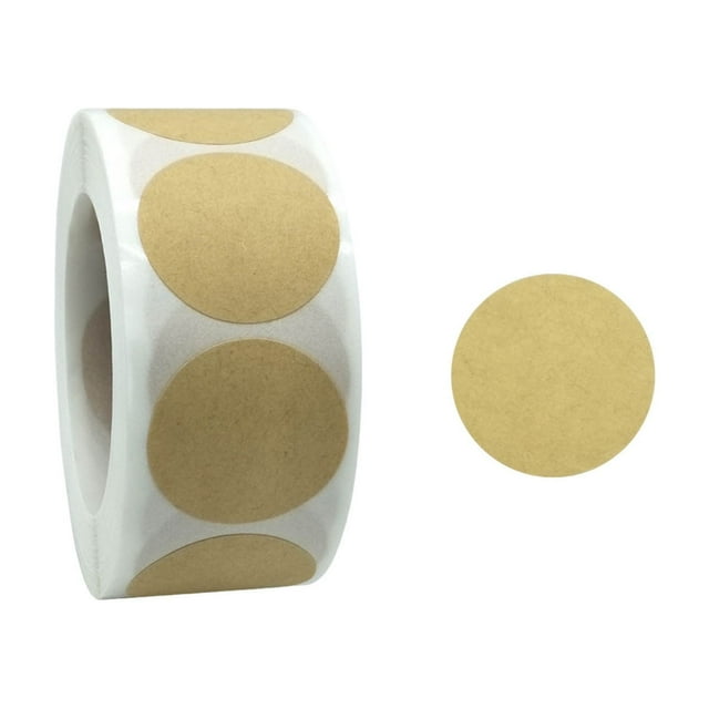 ABPWLY Kraft Paper Heart Circle Stickers 1 Inch Diameter 500 Labels Per Roll for Handmade Packaging Baking Gift Decoration Valentine's Day