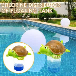 A pool float and chlorine tablets on the edge of a swimming pool. Tablets  with chlorine dispenser for swimming pools. Chlorine tablets with dosing  float, Pool float and chlorine tablets Photos