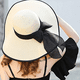 thumbnail image 4 of Sombrero de paja con lazo grande para mujer, gorra de playa grande, plegable, enrollable, con protección UV para el sol, para verano, 4 of 5