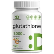 Glutathione Supplement 1,000mg Per Serving, 98% Purity | Plus Vitamin C 500mg, Active Reduced Form (GSH) | 120 Capsules  Intracellular Antioxidant  Supports Immune Healt