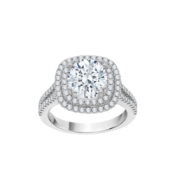 KATARINA Diamond Halo Engagement Ring in Sterling Silver (2 5/8 cttw, I-J, I1-I2) (Size-5.5)