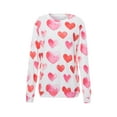 thumbnail image 5 of Gureui Valentine's Day Sweatshirt for Girls Women Long Sleeve Heart Print Graphic Relaxed Knit Sweater Casual Plus Size Holiday Crewneck Pullover Blouse Top Knitwear, 5 of 8
