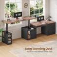 thumbnail image 4 of SEDETA Farmhouse L Shaped Standing Desk with Storage, Standing Computer Desk with Power Outlets, Height Adjustable Two Person Desk with Drawers & Cabinet, Home Office Desk with Open Shelves, Black, 4 of 9
