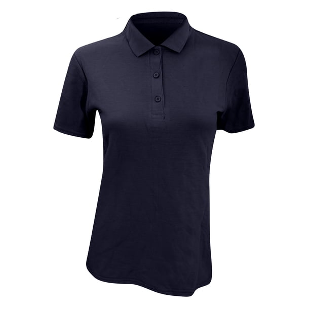 Anvil- Polo doble piqué semi ajustado para mujer (Azul marino)