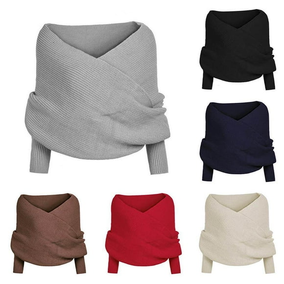 2 in 1 Women Scarf Thermal Keeping-warm Simple Style Stylish Ladies Shawl Clothing Accessory Neck Warming Cape Festival Gift Light gray