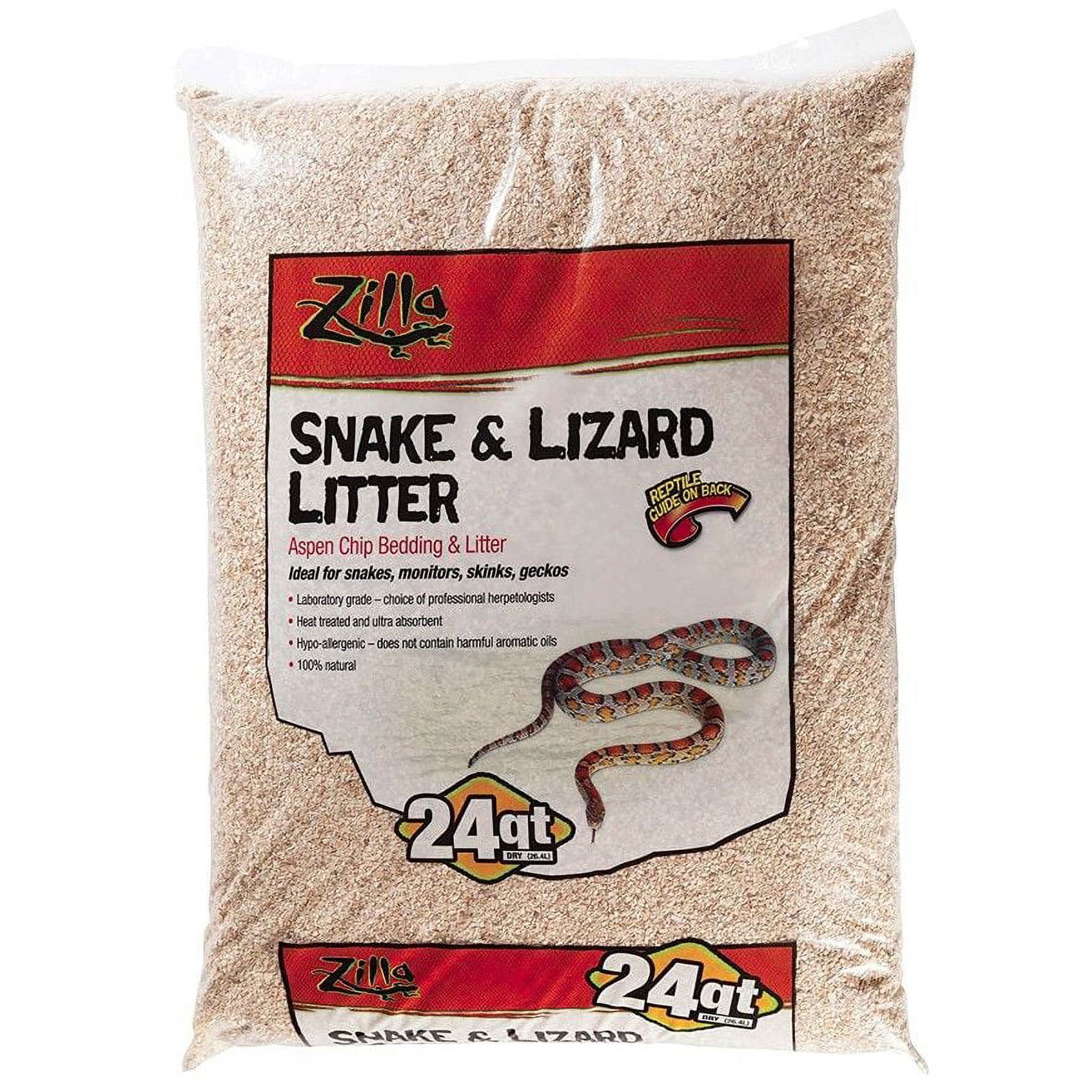 Zilla Lizard Litter - Aspen Chip Bedding & Lutter [Reptile, Bedding] 24 Quarts