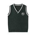 thumbnail image 2 of Husipze Kids Preppy Sweater Vest Sleeveless Solf Cozy Stretchy Knit Pullover Classic Layering V-neck Warm Top for Fall Winter Green 13-14 Years, 2 of 7