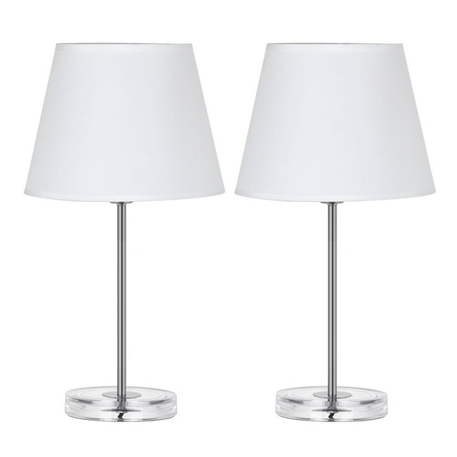 2pcs Modern Bedside Lamps with Acrylic Base, Small Nightstand Lamps