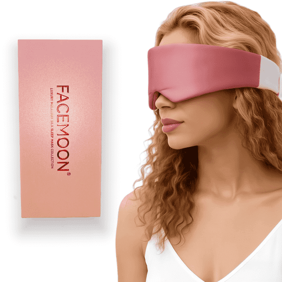 FACEMOON 22 Momme Mulberry Silk Sleep Eye Mask, Light‑Blocking Nose Flaps, Smooth and Breathable, Adjustable Strap for Comfortable Fit
