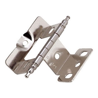 - 3/4 in (19 mm) Door Thickness Full Inset, Full Wrap, Minaret Tip Sterling Nickel Hinge
