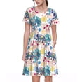 thumbnail image 1 of Disketp Colorful Chameleons para Vestido de Manga Corta para Mujeres, Vestidos de Verano para Mujeres, Casual y Holgado para la Playa, 1 of 6