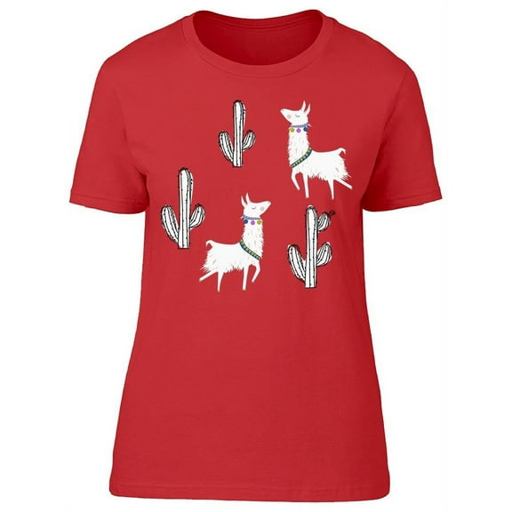 Llama With Cacti T-Shirt Women -Image by Shutterstock, Female Large