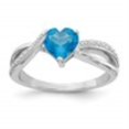 thumbnail image 5 of Auriga Fine Jewelry 925 Sterling Silver Heart Shaped Blue Topaz and Diamond Ring Size 8for Women, 5 of 6
