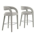 thumbnail image 2 of Modway Pinnacle Boucle Upholstered Bar Stool Set of Two in Taupe Silver, 2 of 10