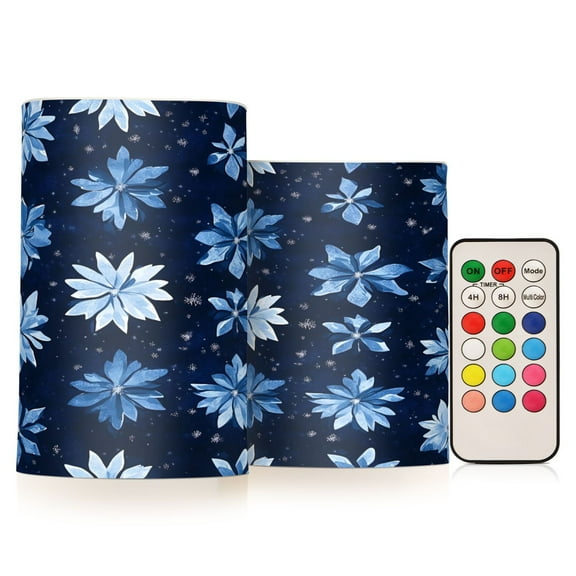 ALAZA Snowflake on Christmas 2 PCs LED Flickering Flameless Candles with Remote Timer Battery Operated Candle