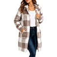thumbnail image 2 of Xaqiouau Womens Plaid Sherpa Jacket Fleece Hooded Coat Zip Up Long Sleeve Buffalo Check Teddy Jacket Warm Winter Outerwear with Pockets, 2 of 6