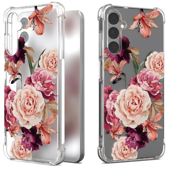 CoverON Phone Design For Samsung Galaxy A05s / Galaxy A05 Case, Clear Flexible Soft Rubber Slim TPU Cover, Peony Flower