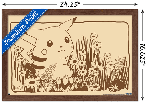 Pokémon - Pikachu Sepia Wall Poster, 14.725" x 22.375" Framed