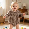 thumbnail image 2 of Gerichy Baby Girl Fall Outfits Long Sleeve Plaid Romper Infant Clothes One Piece Bubble Playsuit 0-18 Months, 2 of 6
