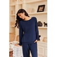 thumbnail image 4 of Ekouaer Pajamas Womens Long Sleeve Pj Set 2 Piece Loungewear Soft Comfy Sleepwear with Jogger Pants, 4 of 6