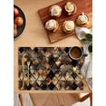 thumbnail image 5 of Brown Teal Geometric Placemats Set of 6, Retro Modern Plaid Abstract Art Placemats for Dining Table, Place Mats for Kitchen Tabletop, Waterproof Wipeable Dining Table Mats Set, 5 of 9