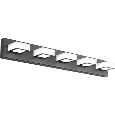 

LED Modern Black Vanity Lights 5 Lights Acrylic Matte Black Bathroom Vanity Lights Over Mirror