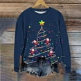 thumbnail image 4 of Ounisa Womens Crewneck Long Sleeve Sweatshirt Fall Winter Fashion Pullover Tops Casual Christmas Tree Lights Santa Claus Gifts Graphic Sweater Clothes Cute Trendy Work Outfits 2025, 4 of 6