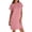 Dusty Pink, variant on Women's Round Neck Short Sleeve Mini Tee Dress with Pocket Casual Lightweight Silhouette 95% Polyester 5% Elastane