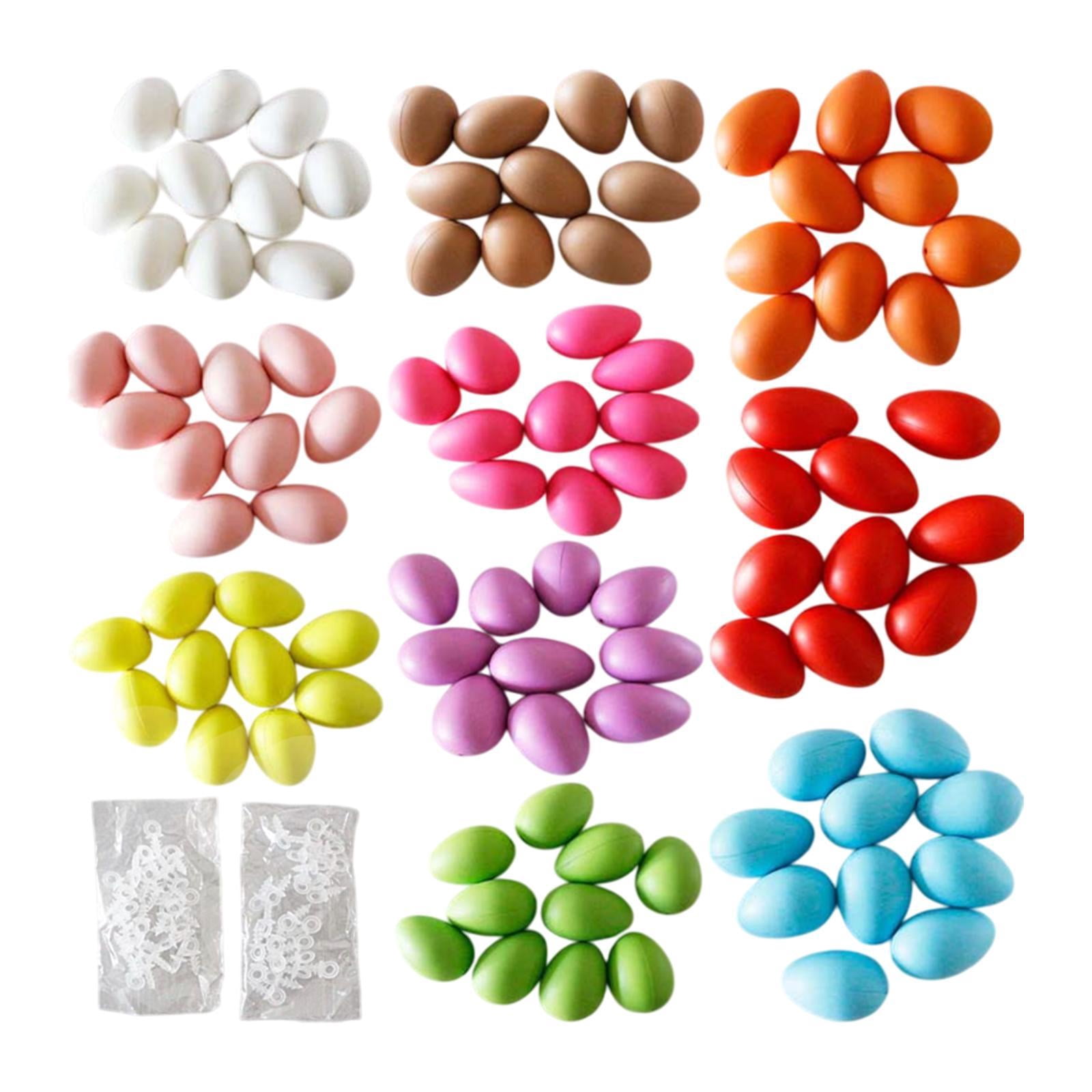 balikha 100Pcs Easter Eggs with Hanging Rings Photo Props Multicolored Eggs Sturdy Easter Tree Ornaments Party Decorations for Indoor