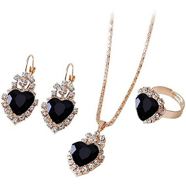zanvin Holiday Clearance, Heart Necklace Pendant Earrings Set Jewelry