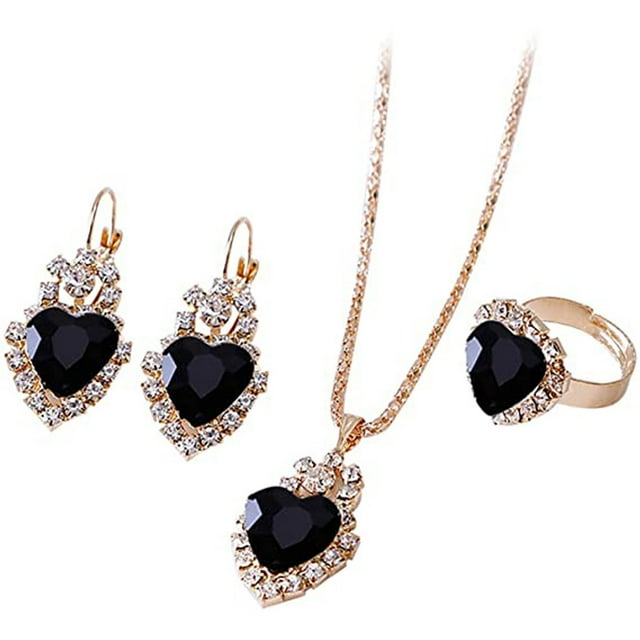 Xihbxyly Conjunto de Joyas de Corazón, Elegante Collar con Colgante, Elegantes Pendientes y Pulsera, Hermoso Regalo para Mujer, Ideal para Fiestas o San Valentín, Perfecto para Ocasiones Especiales.