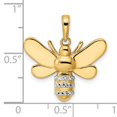 thumbnail image 3 of Finest Gold 14K Yellow & Rhodium White Diamond-Cut Bumblebee Pendant, 3 of 4