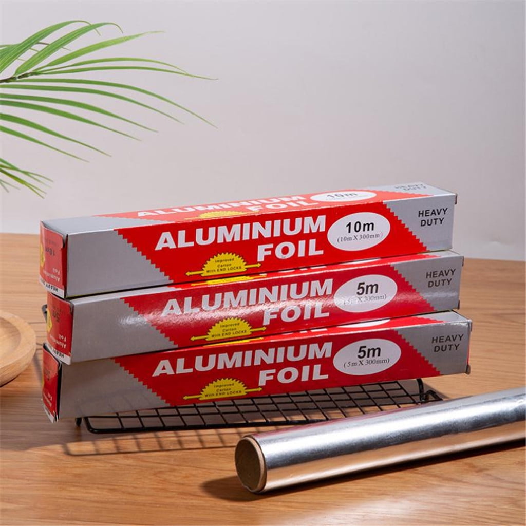 Food Grade Disposable Aluminum Foil Roll Heat Resistant Tin Foil For Baking Barbecue Air Fryer Non-Toxic Aluminum Foil Wrap For Kitchen Cooking Heavy Duty BBQ Foil Paper For Outdoor Grilling