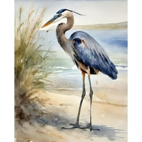 DIY Filling Oil Canvas Paint by Number Kit Blue Heron Seaside Scenery with Brushes and Acrylic Pigment DIY Canvas Painting for Adults Beginner 16x20in,1 Color,16"x20"