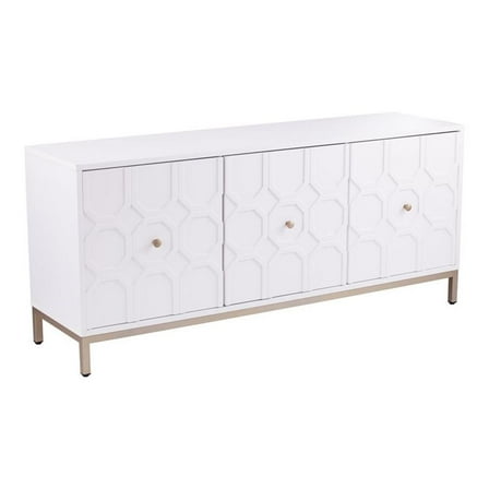 Pemberly Row Contemporary 3-Door Accent Cabinet in Antique White