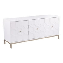 Pemberly Row Contemporary 3-Door Accent Cabinet in Antique White