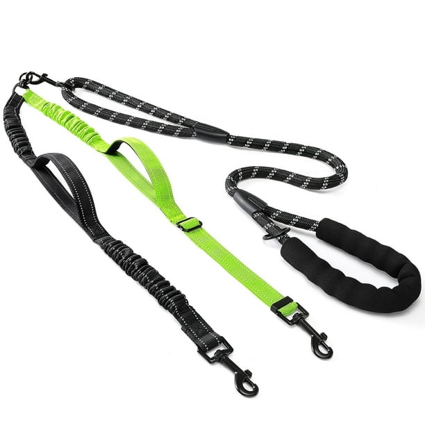 AUTOWT Correa Doble para Dos Perros, sin Enredos Giratoria 360° con 4 Asas, Correa Ajustable Reflectante