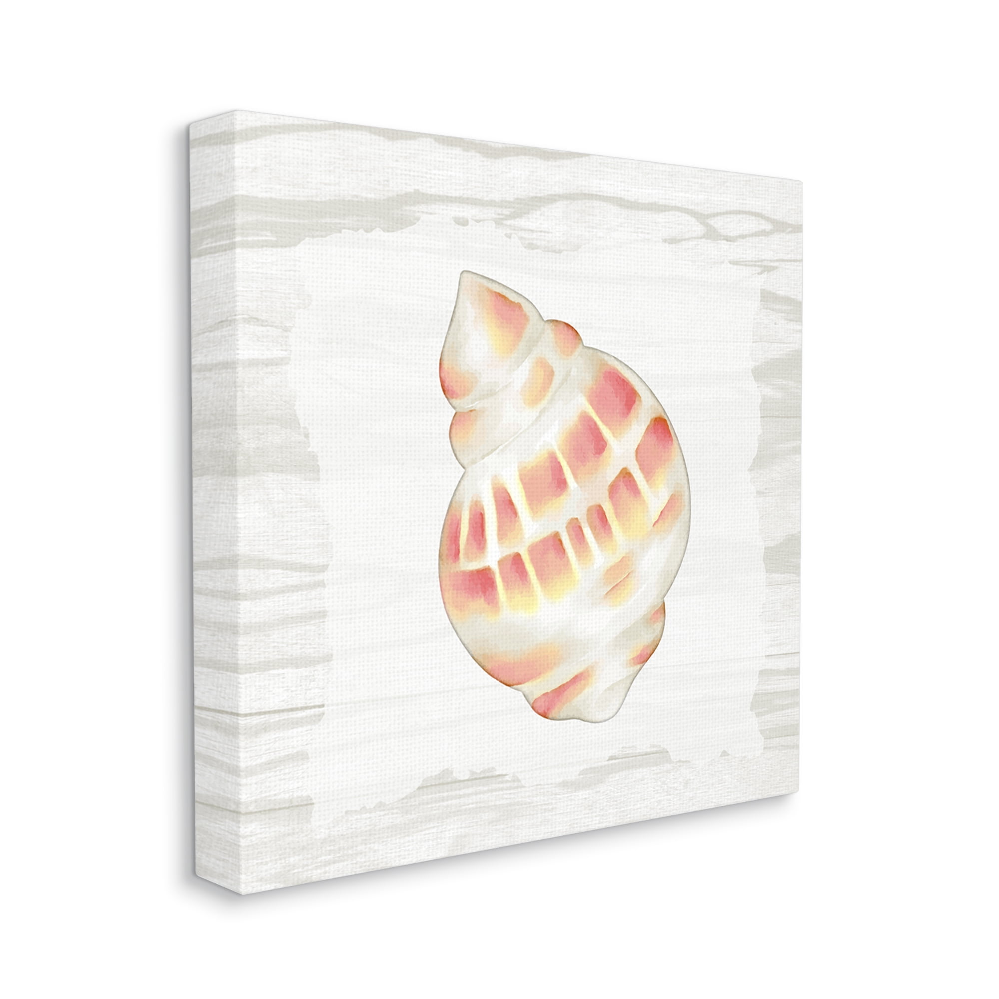 Stupell Industries Pink Rustic Seashell Animals & Insects Painting Gallery Wrapped Canvas Print Wall Art, 17 x 17