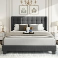 thumbnail image 7 of Sha Cerlin Grey Queen Size Platform Bed Frame with Tufted Headboard & Wingback, Adult, 7 of 7