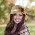 thumbnail image 1 of WASHWEPE Elegant Church Hat in Khaki with Lace Decoration Perfect for Sophisticated Occasions, 1 of 6