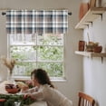 thumbnail image 6 of Kitchen Curtain Valance and Tiers Set Check Plaid Rod Pocket Kitchen Tier Curtain Valance Set 3 Piece Farmhouse Brown Blue Buffalo Plaid Window Curtain Valance Tier Set for Bedroom Bathroom 54x36 Inch, 6 of 6